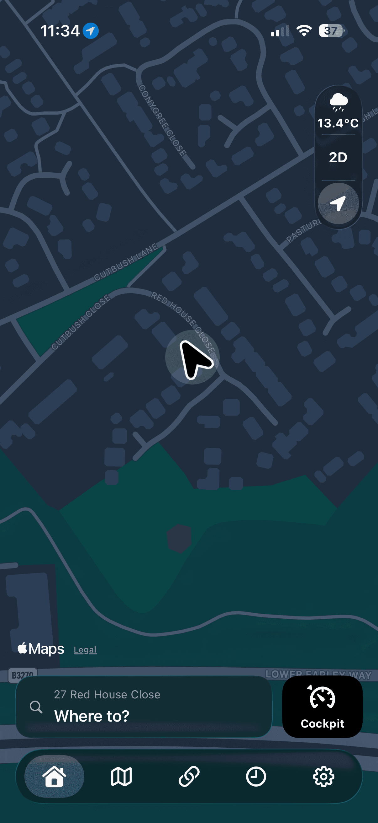 Home with weather, route preview and ride stats